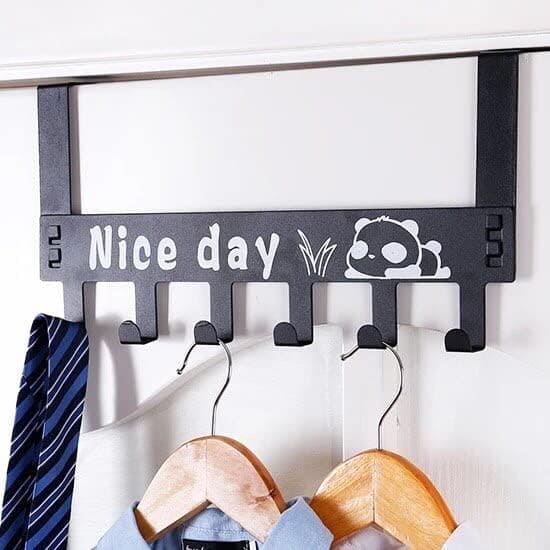 Nice Day Metal Hooks Door Hanger, 6 Hooks Detachable Hanger, Hat Clothes Bag Hanging Rack, No Drilling Bathroom Door Hanger Nice Day Metal Hooks Door Hanger, 6 Hooks Detachable Hanger, Hat Clothes Bag Hanging Rack, No Drilling Bathroom Door Hanger